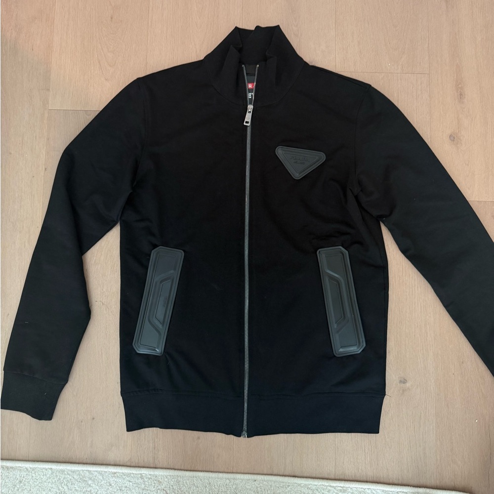 PRADA Black Zip-Up Jacket with Logo